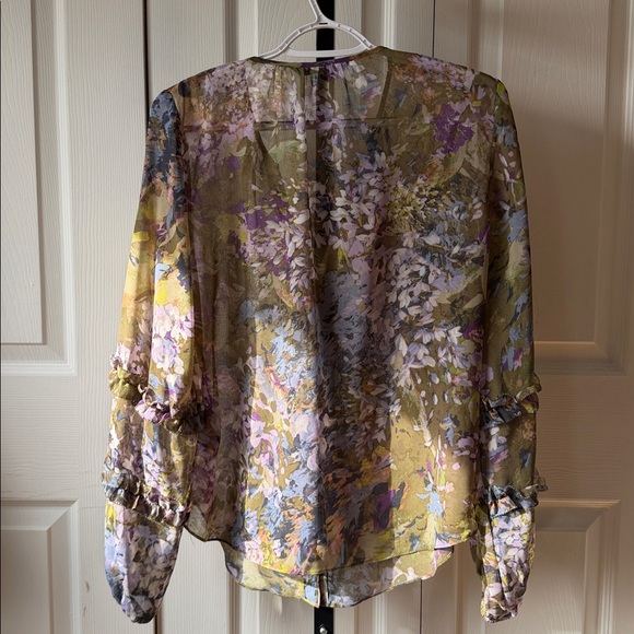 White House Black Market Floral Sheer Blouse - Picture 7 of 12